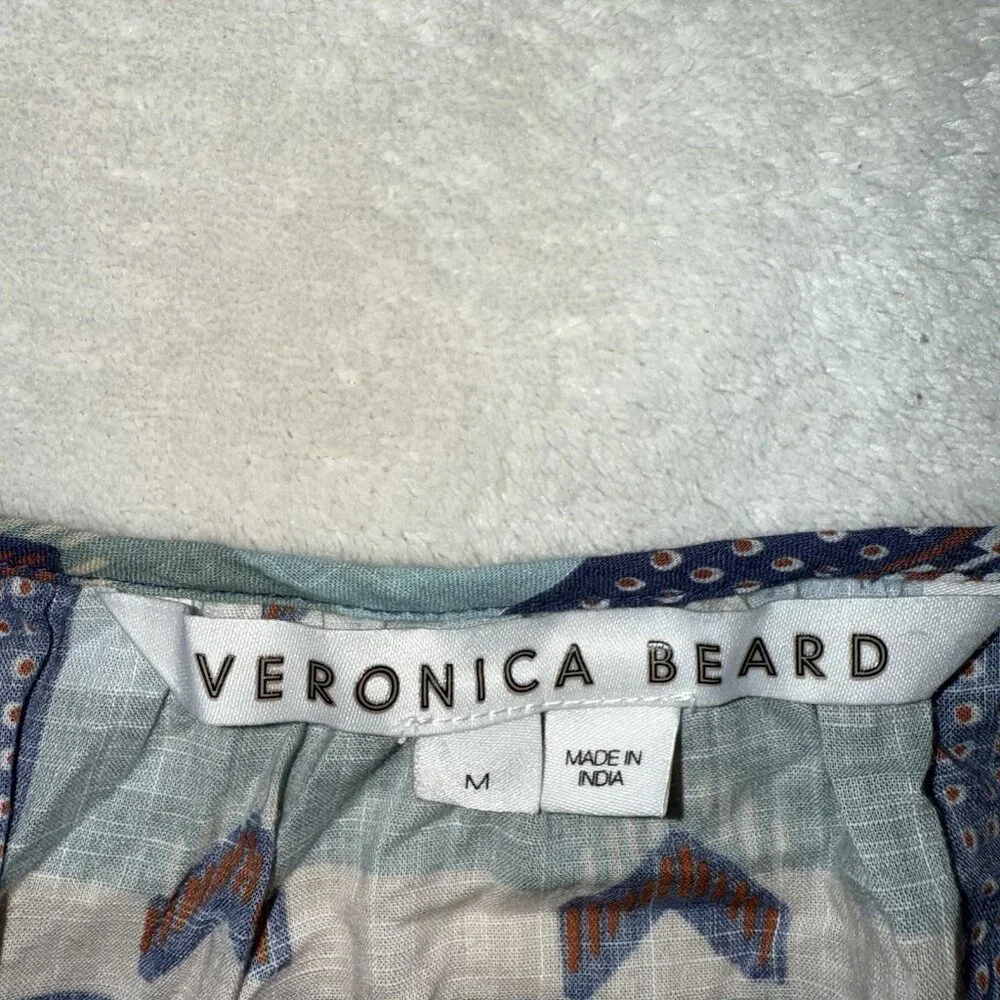 Veronica Beard Navy, Rust & Light Blue Patterned Midi Dress - Picture 2 of 7